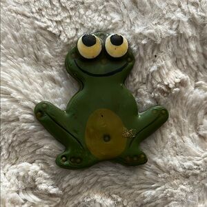 Whimsical Green and Yellow Frog Mixed Media Art